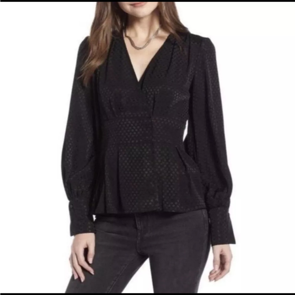 NWT Something Navy Jacquard Blouse